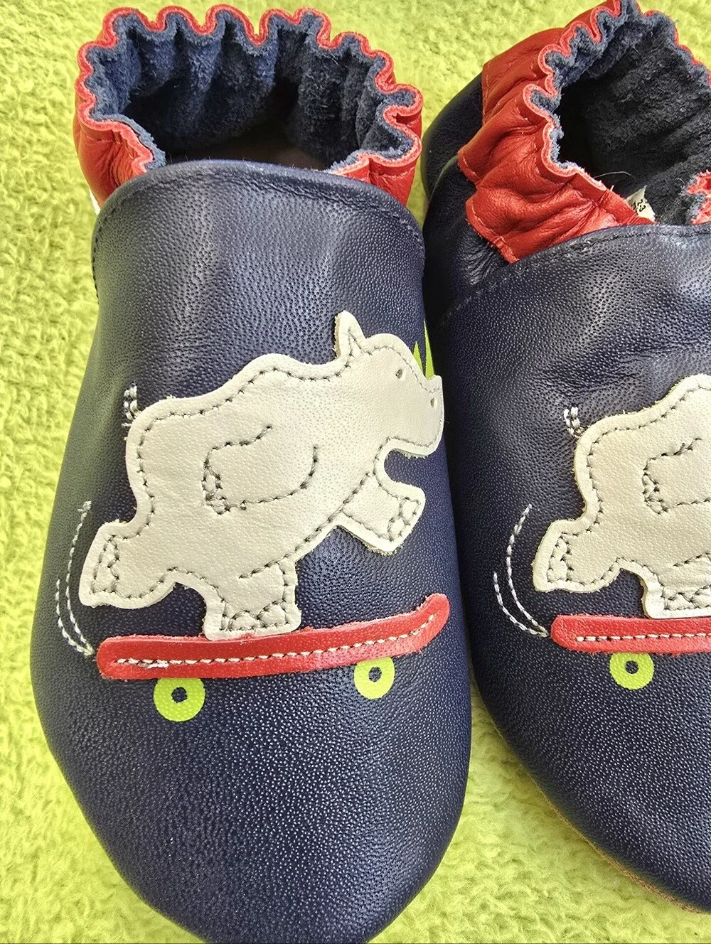 NWT NIB 2-3 yrs Baby BOYS SOFT SOLES Skater Rhino Navy ROBEEZ LEATHER SHOES (Q2)